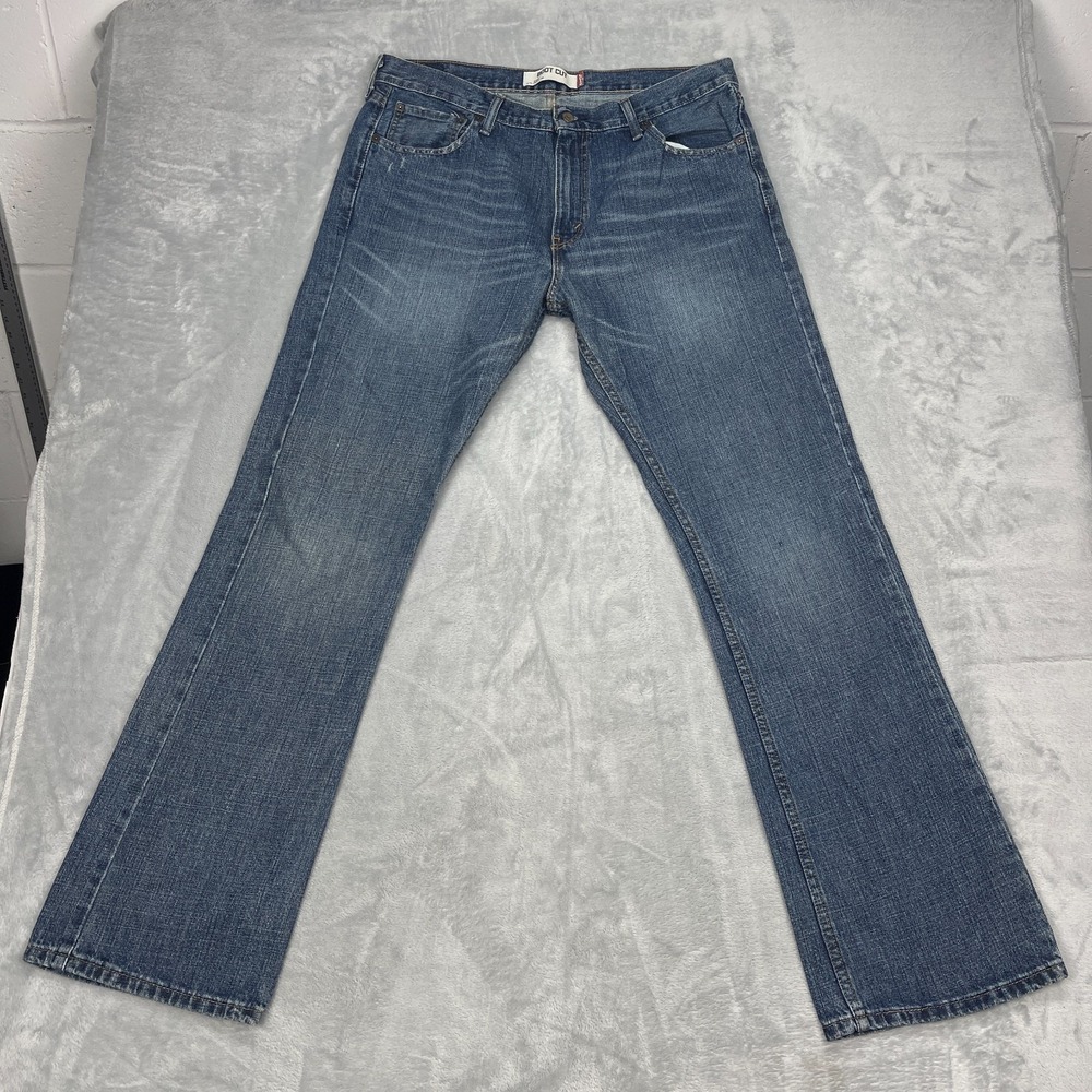 Levi's Jeans Mens 36x34 (38x36) Blue Denim 527 Whiskered Slim Bootcut Leg Grunge